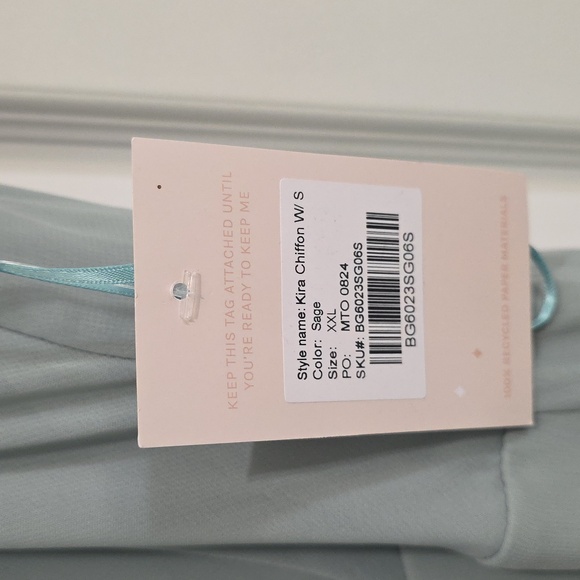 NWT Birdie Grey Kira Chiffon One Shoulder Dress Sage Green Size XXL - Picture 4 of 8